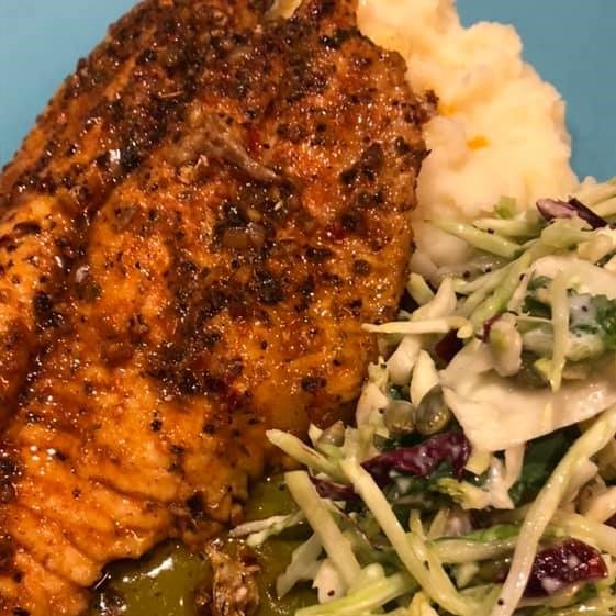 Pan-Seared Catfish with Cajun-Spiced Butter and Roasted Corn Salsa