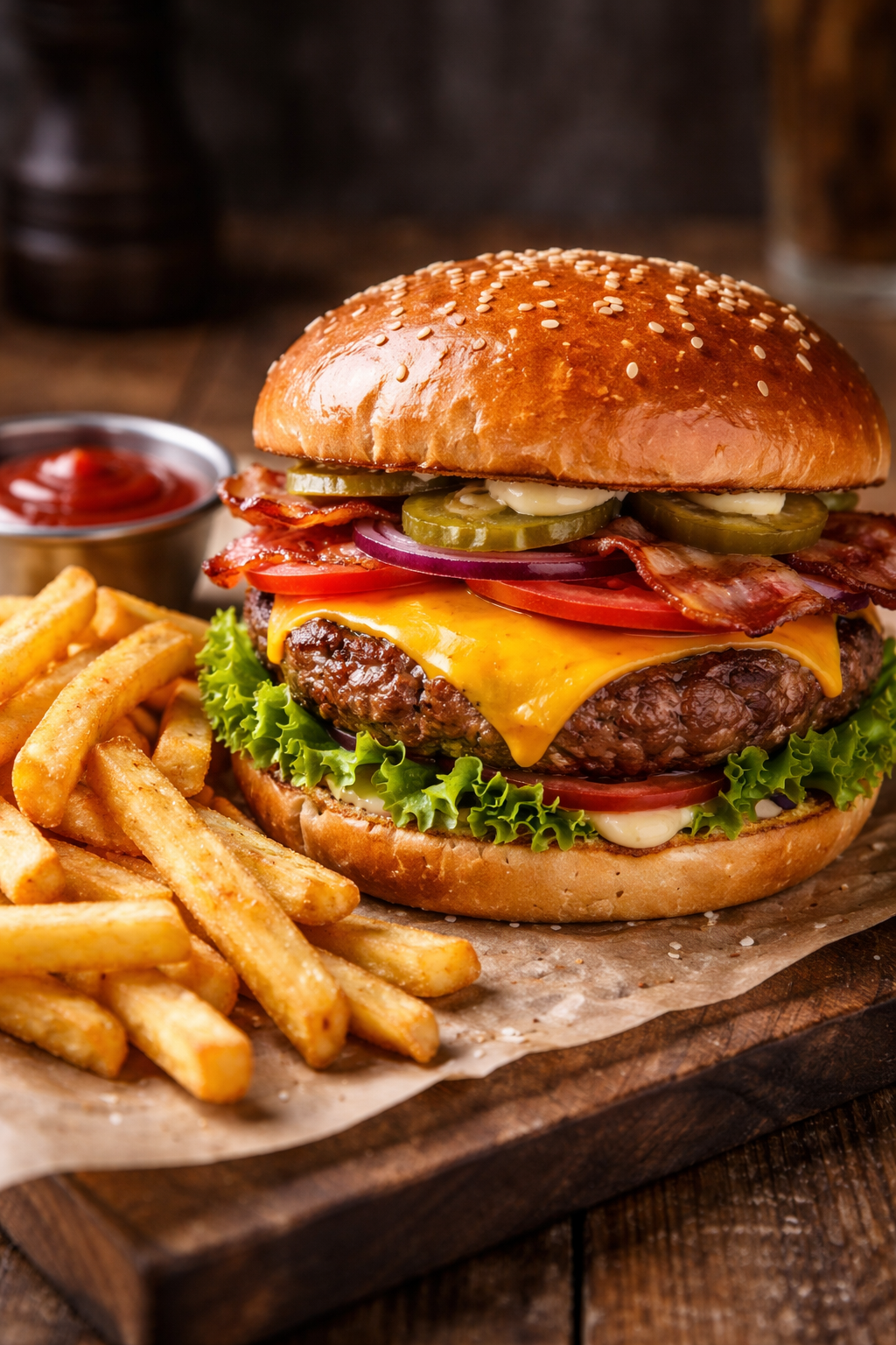 Grilled Hand-Pattied Burger with Farmhouse Fries