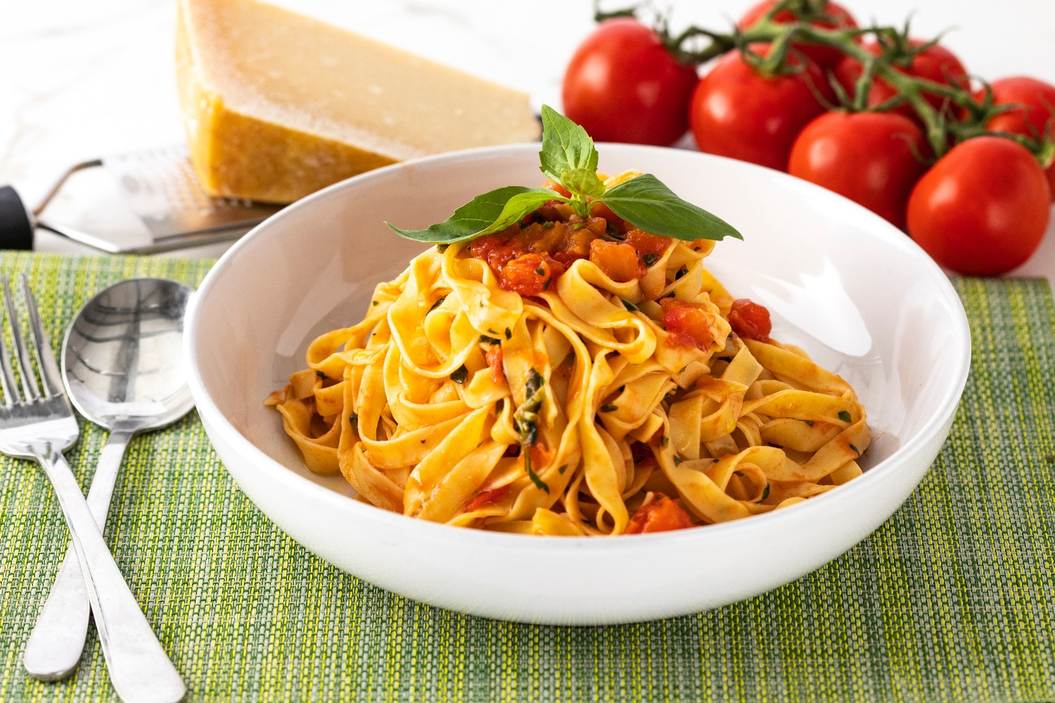 Authentic Homemade Tagliatelle with Classic Tomato Basil Sauce
