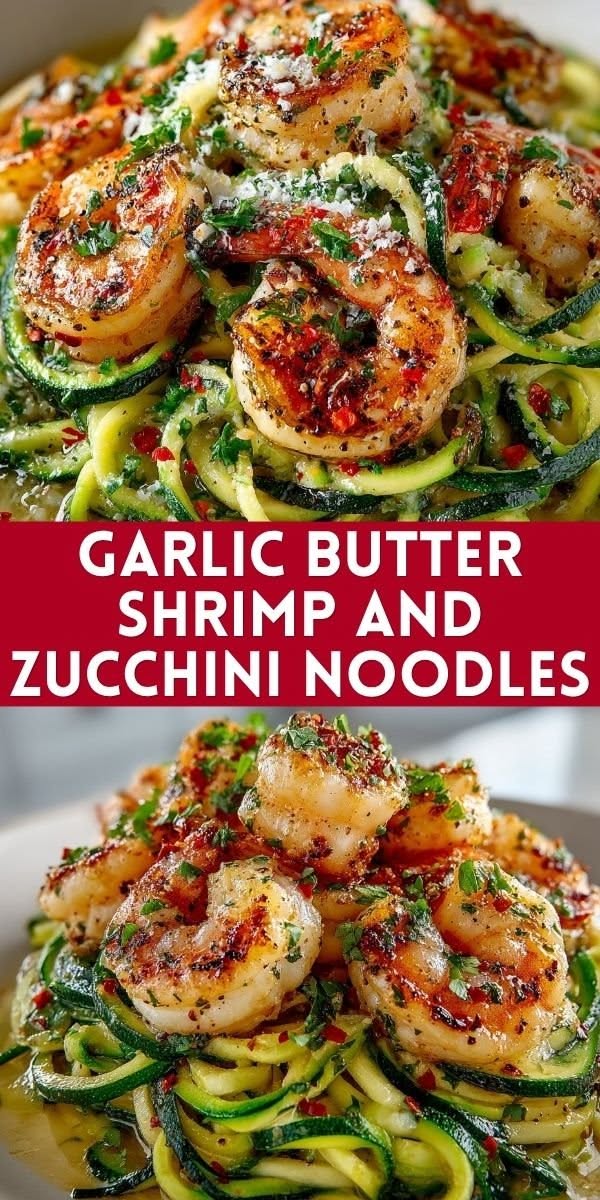 Sautéed Shrimp with Garlic, Zucchini Noodles, and Cherry Tomatoes