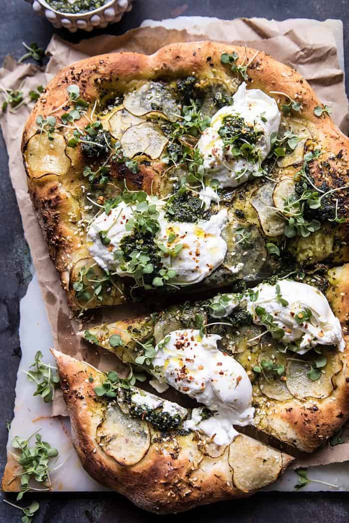 Wood-Fired Italian Pesto Pizza with Burrata