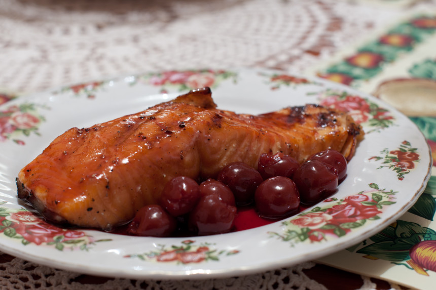 Sour Cherry & Balsamic Glazed Salmon