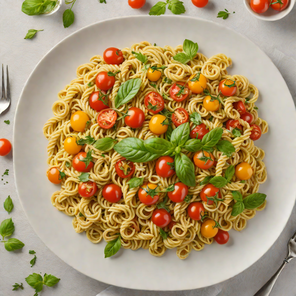 Creamy Garlic Pesto Pasta with Cherry Tomatoes
