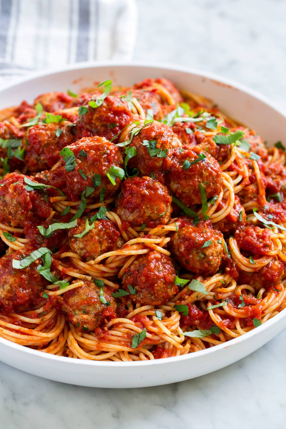 American Spaghetti and Meatballs with Tomato Basil Sauce