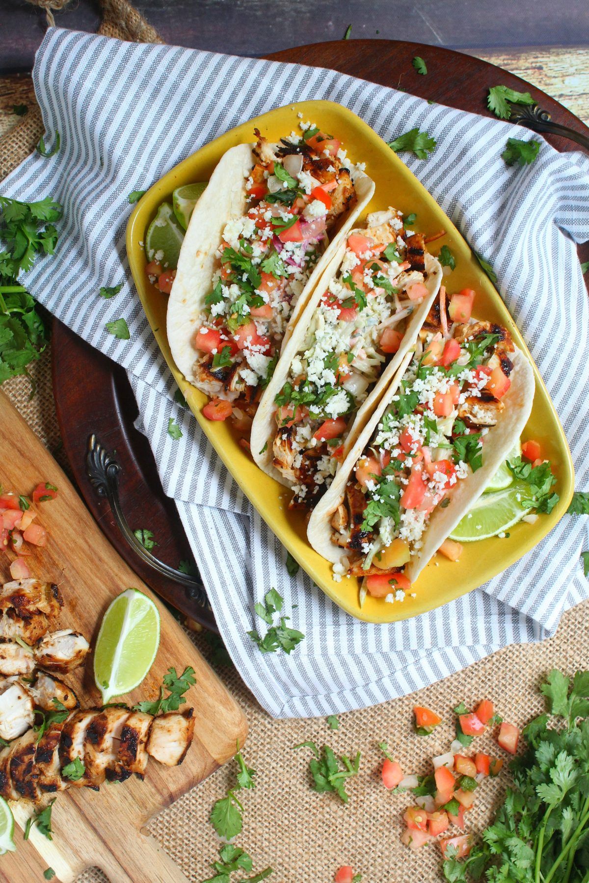 Grilled Honey-Lime Chicken Tacos with Cilantro Slaw