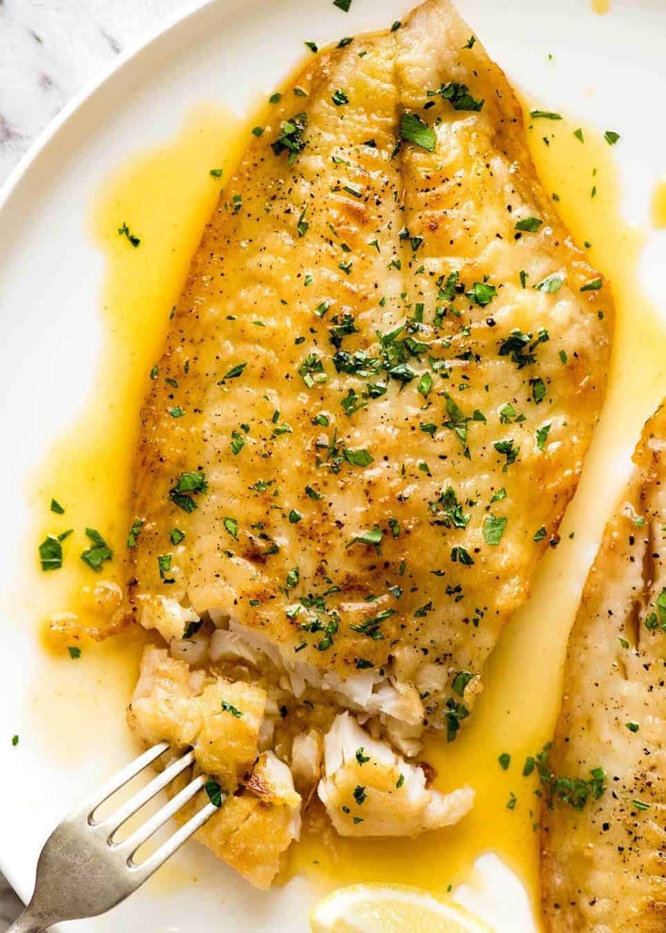 Pan-Seared Lake Michigan Whitefish with Charred Lemon and Garlic Butter