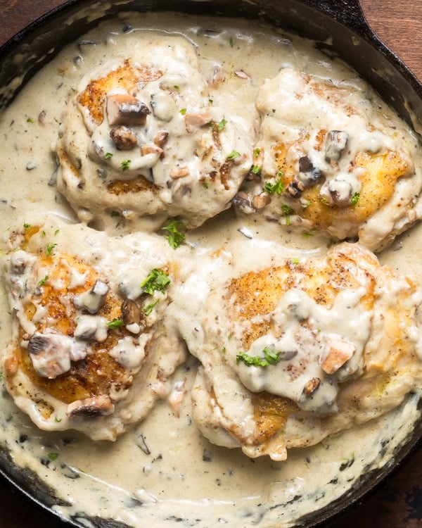 The Best Pan-Seared Chicken Thighs with Mushroom Cream