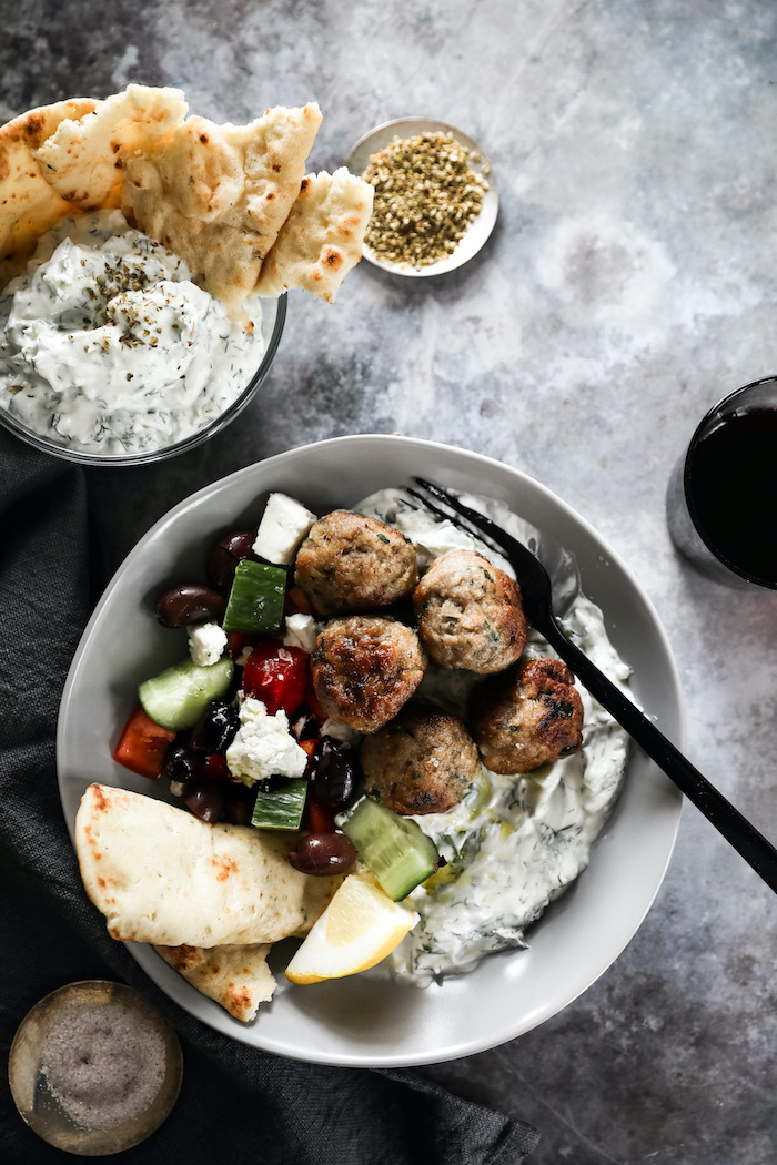 Baked Lamb Keftedes with Tzatziki Drizzle