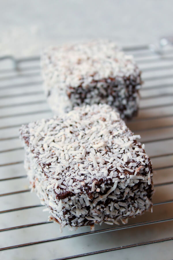 Traditional Lamingtons with Chocolate Ganache and Coconut