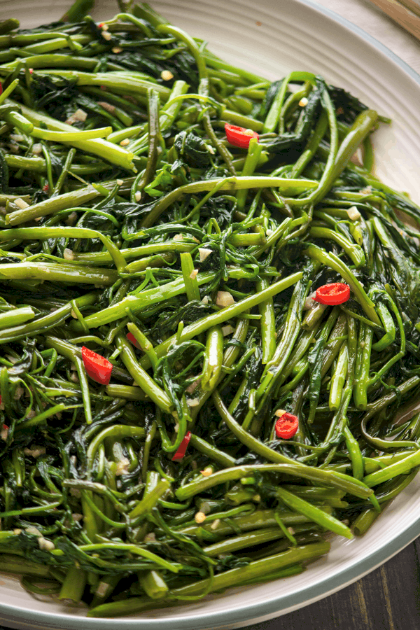 Sauteed Water Spinach with Garlic and Shrimp Paste