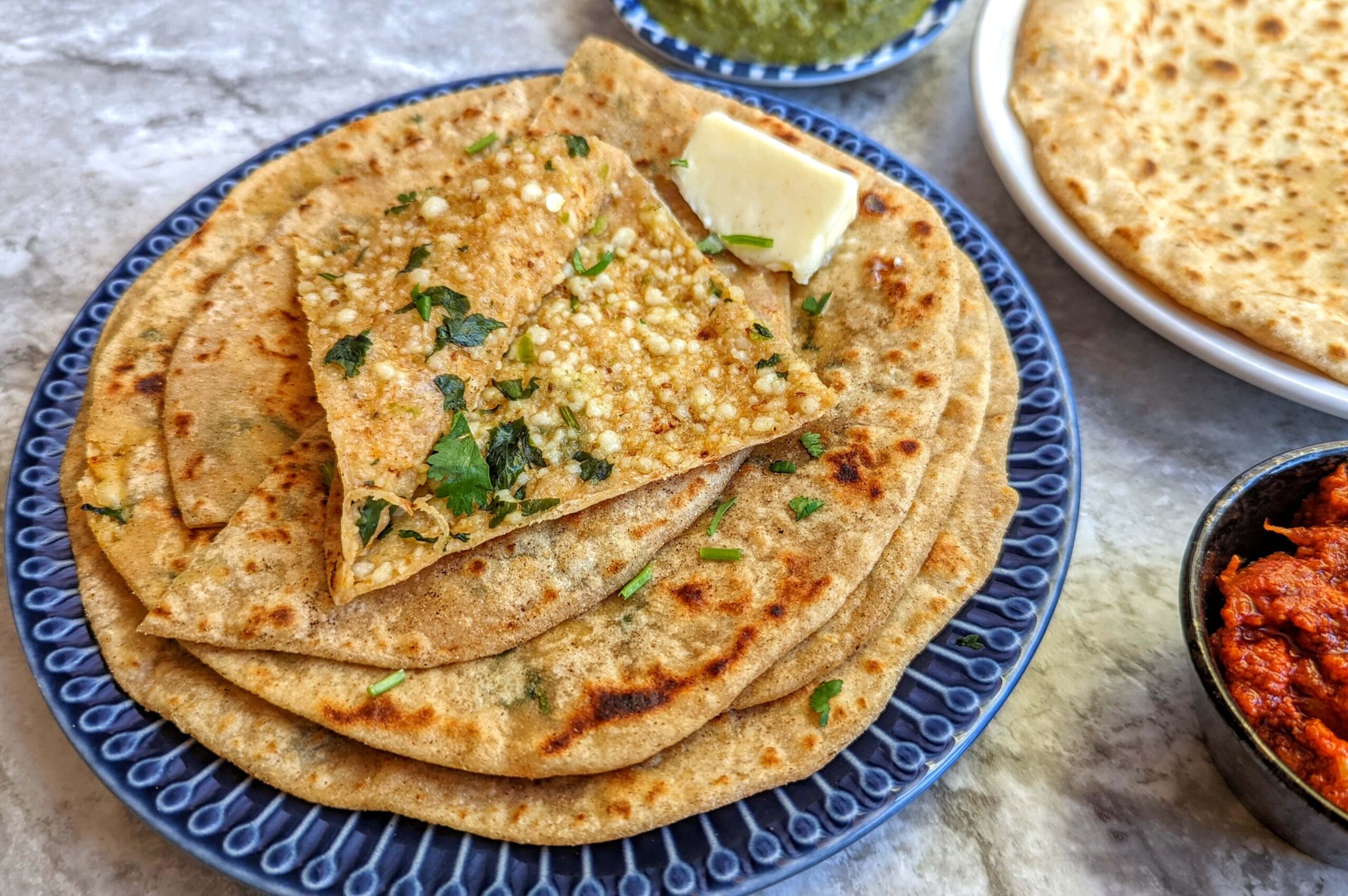 Pan-Fried Paneer Paratha with Spiced Potato Filling