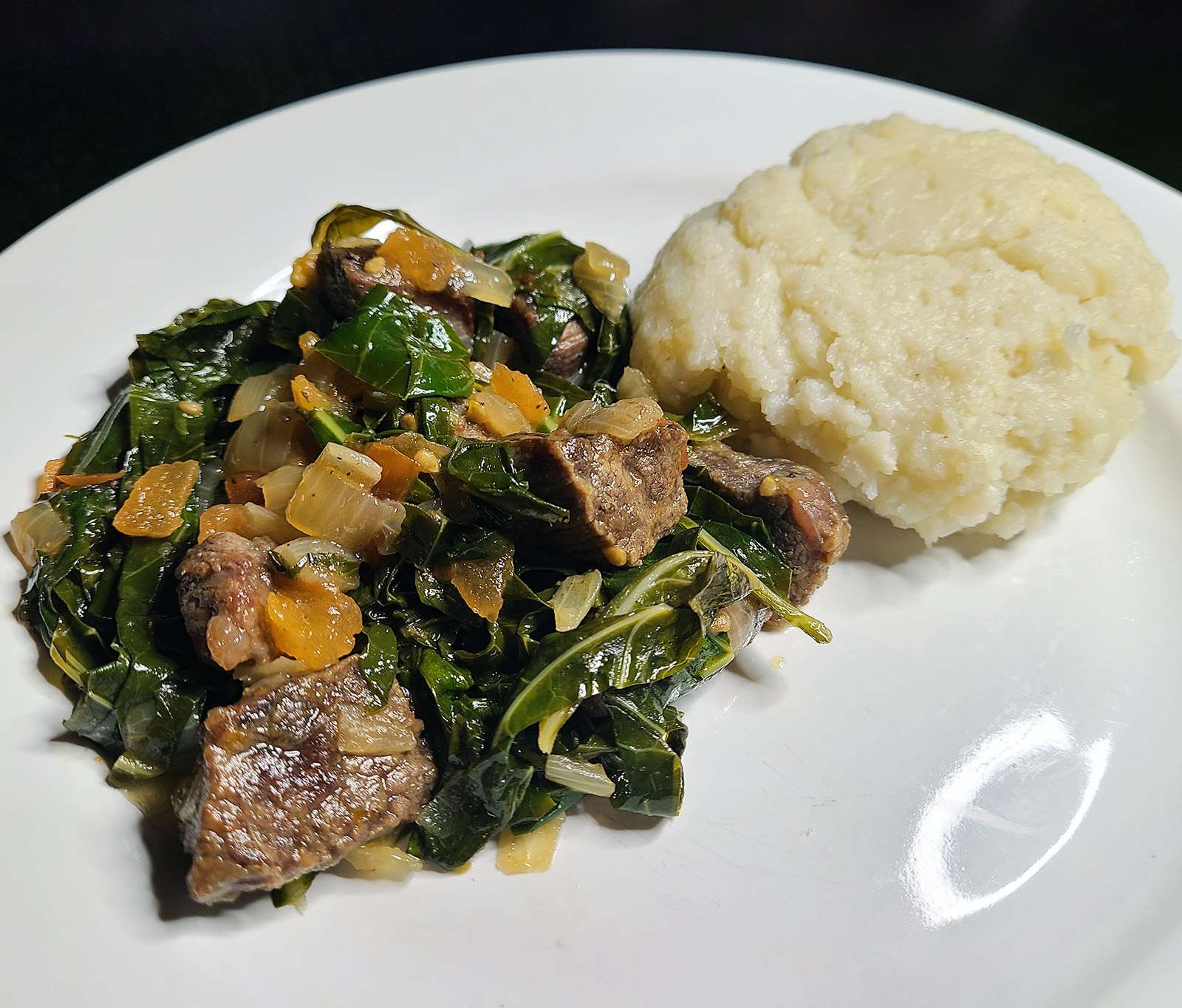 Steamed Ugali with Braised Sukuma Wiki Greens