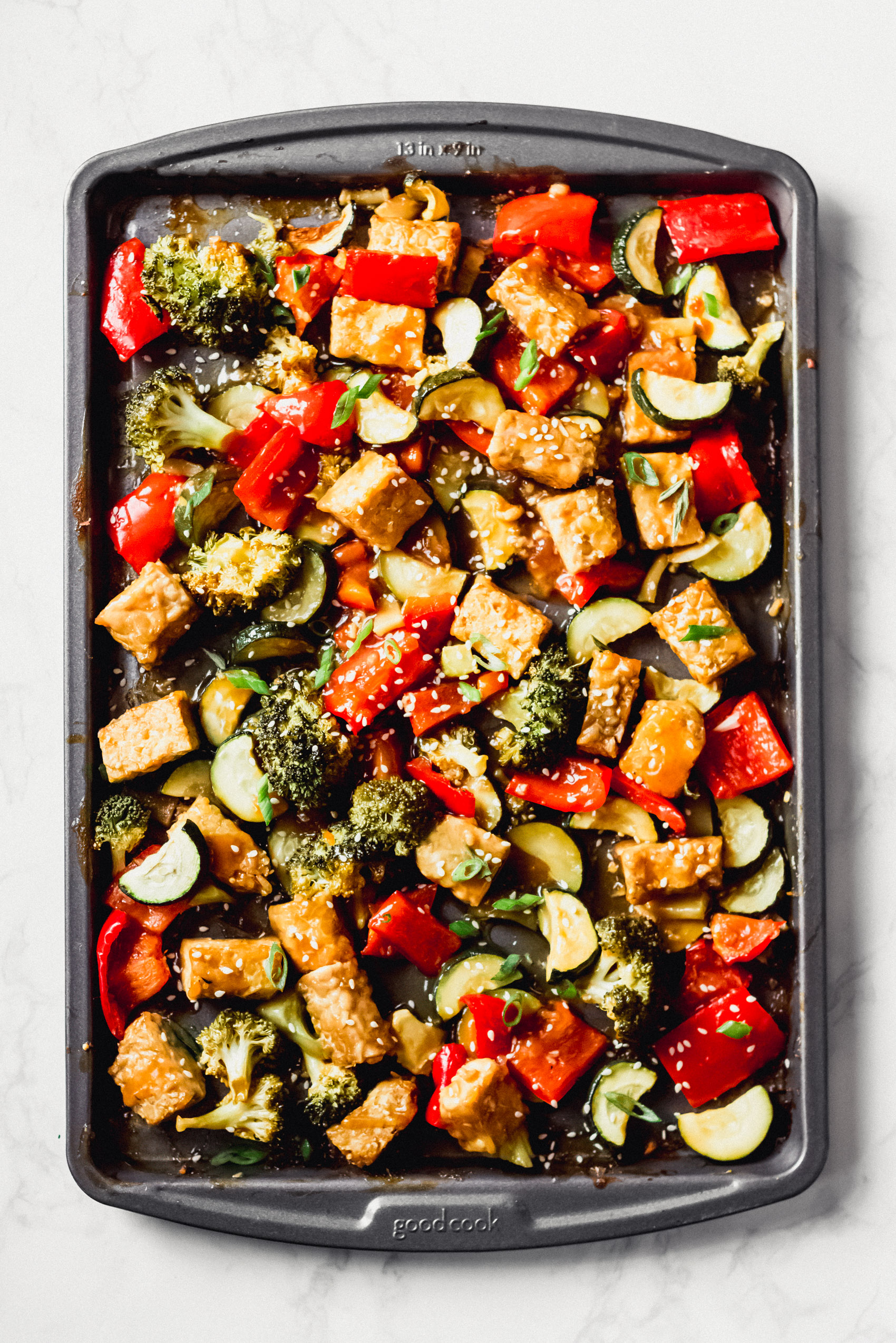 Sheet Pan Teriyaki Tempeh with Roasted Vegetables