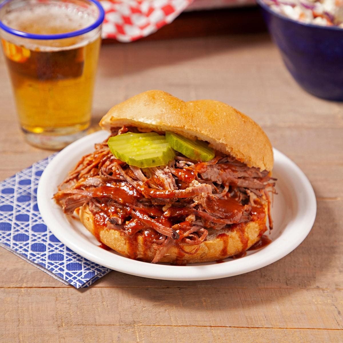 Smoky BBQ Brisket Sandwiches with Pickled Onions