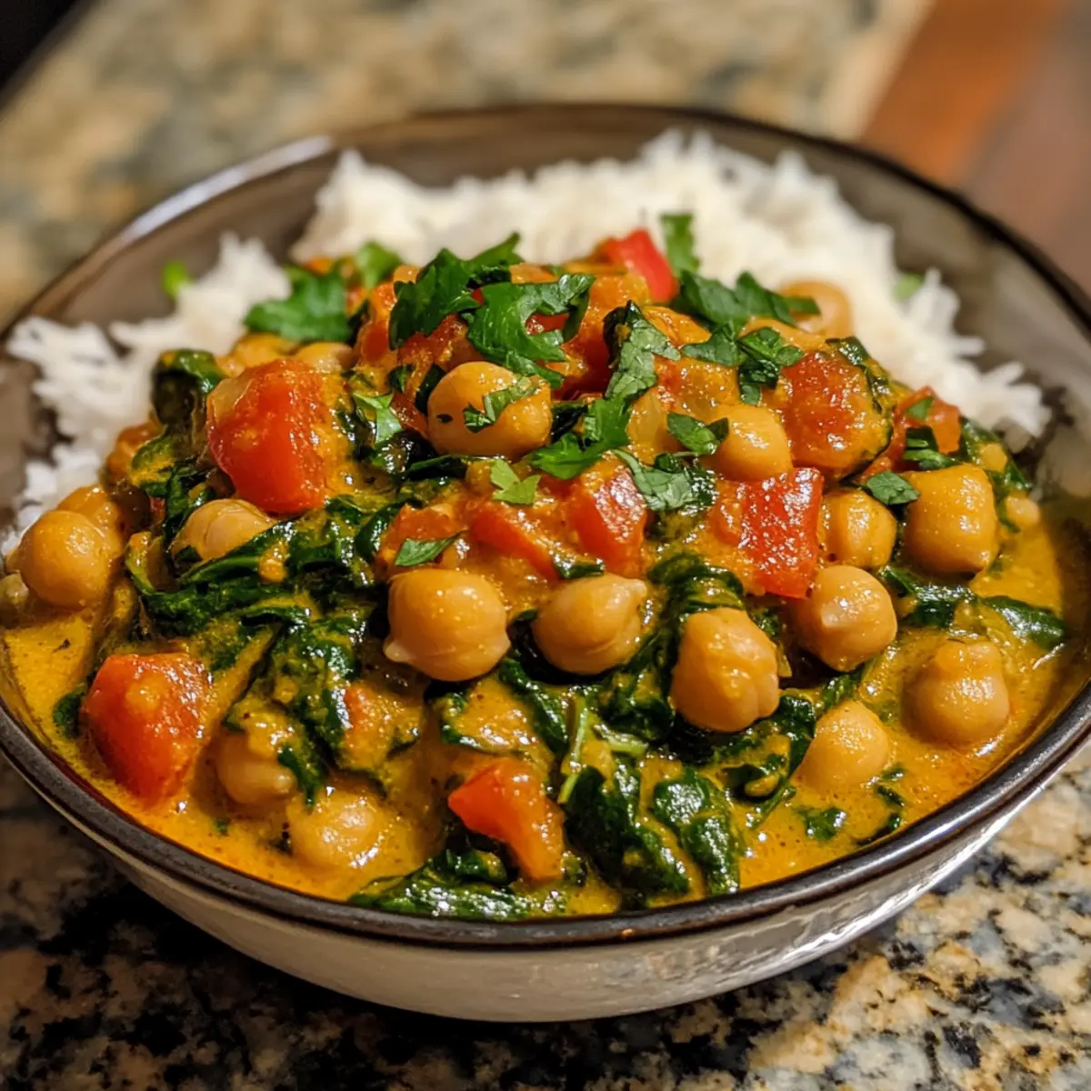 Quick Vegetarian Chickpea and Spinach Curry