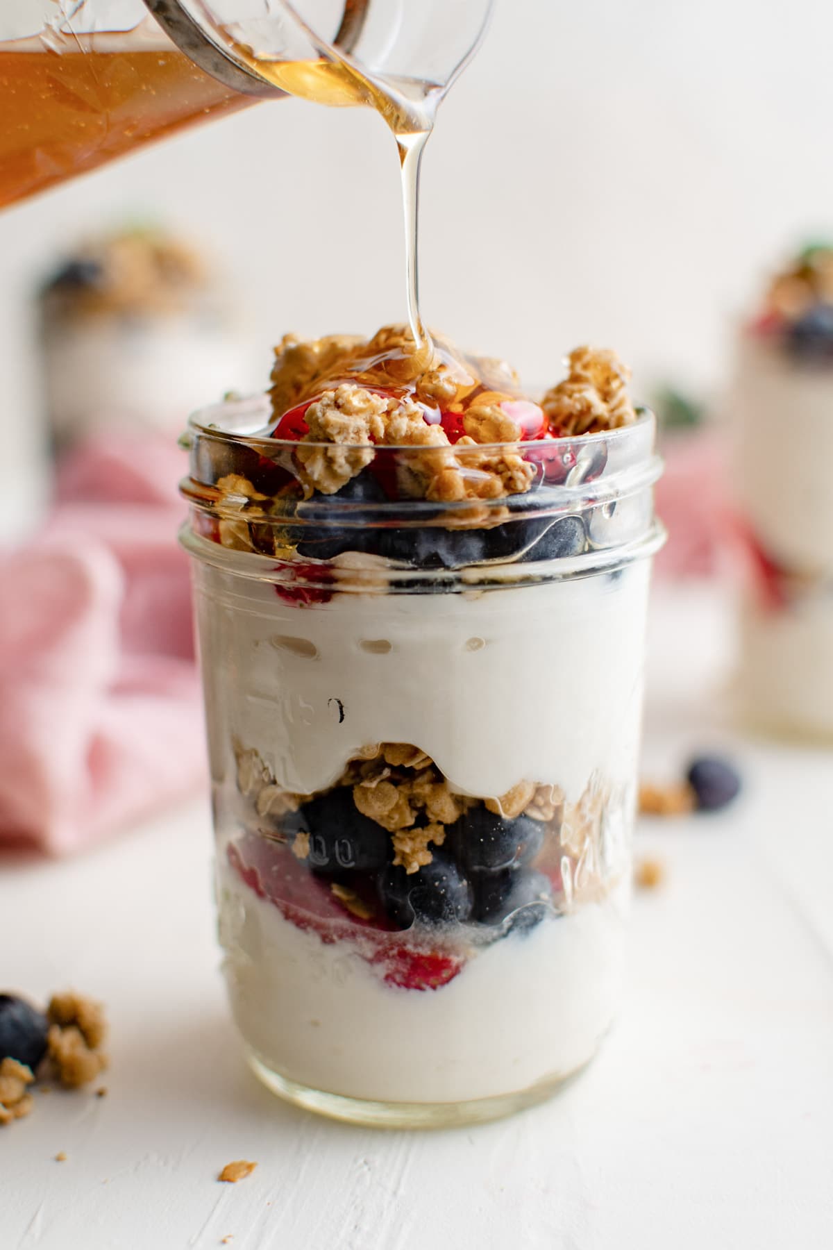 No-Bake Honey Yogurt Parfait with Mixed Berries and Granola