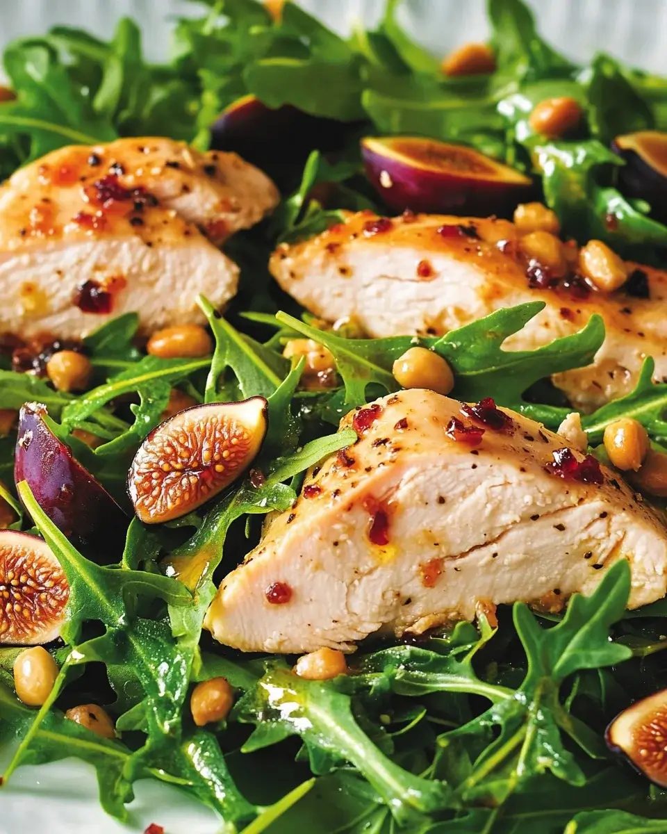 Pan-Seared Chicken with Roasted Garlic and Arugula Salad