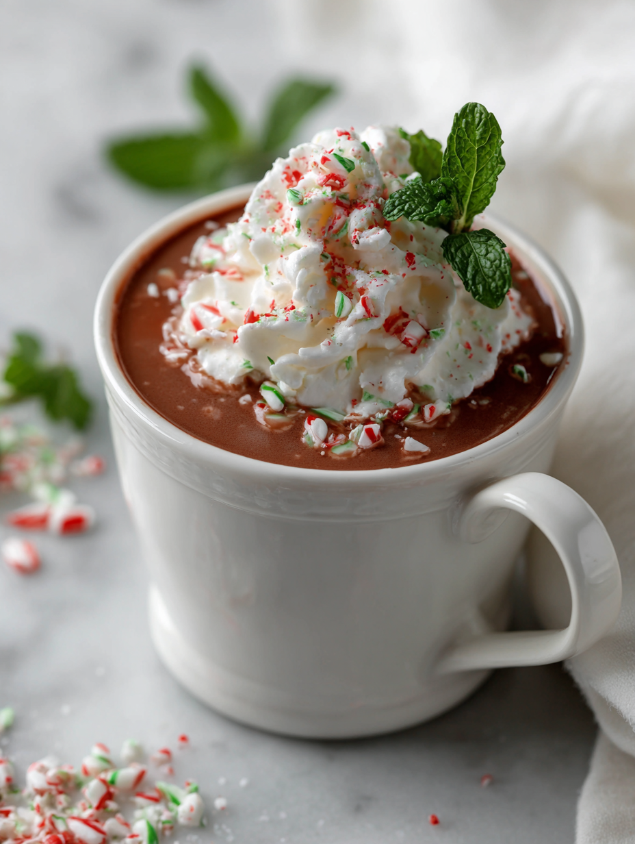 Snowy Mountain Peppermint Hot Chocolate