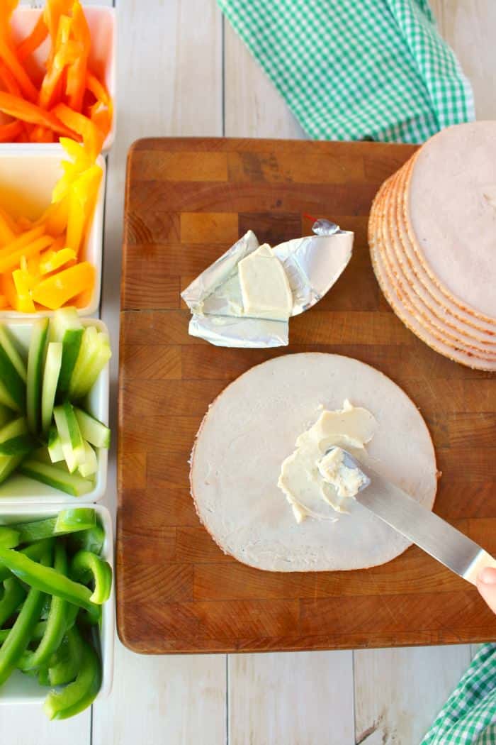 Mini Cheese and Turkey Wraps with Veggie Sticks