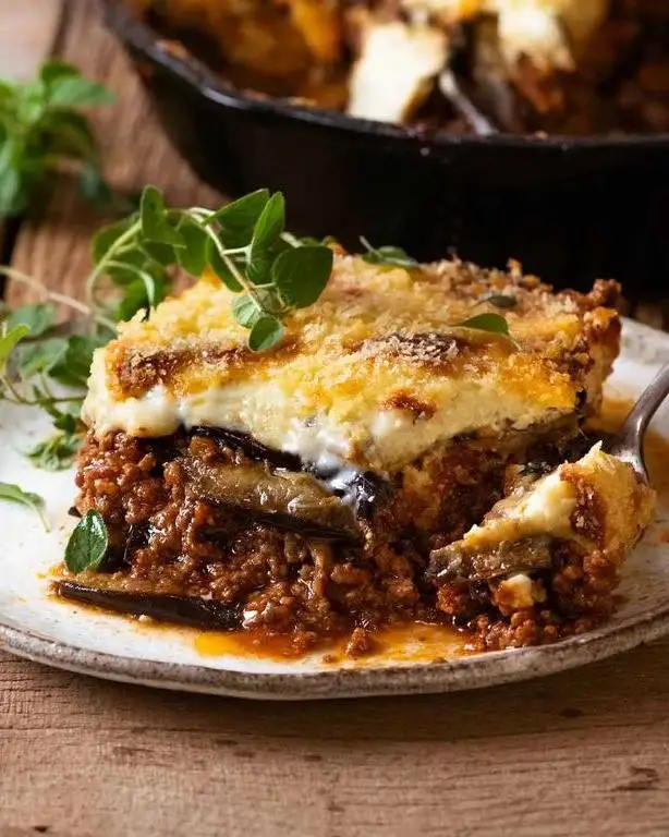 Oven-Baked Moussaka with Ground Lamb and Eggplant