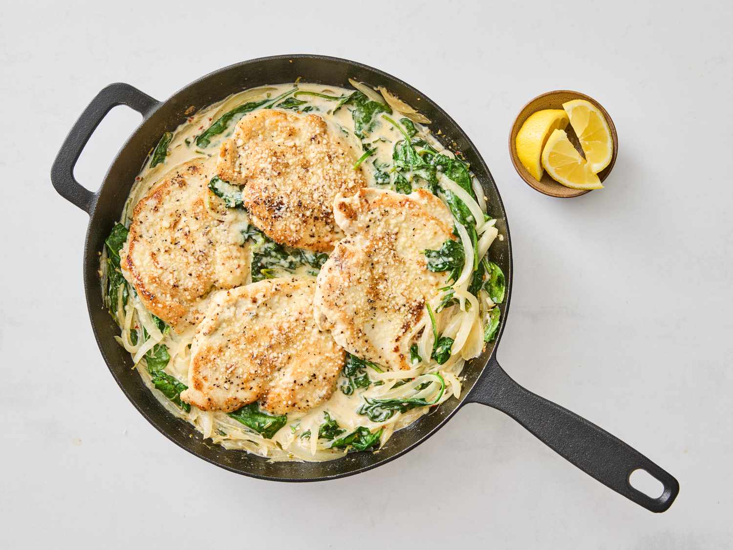 Pan-Seared Lemon Butter Chicken with Garlic Spinach