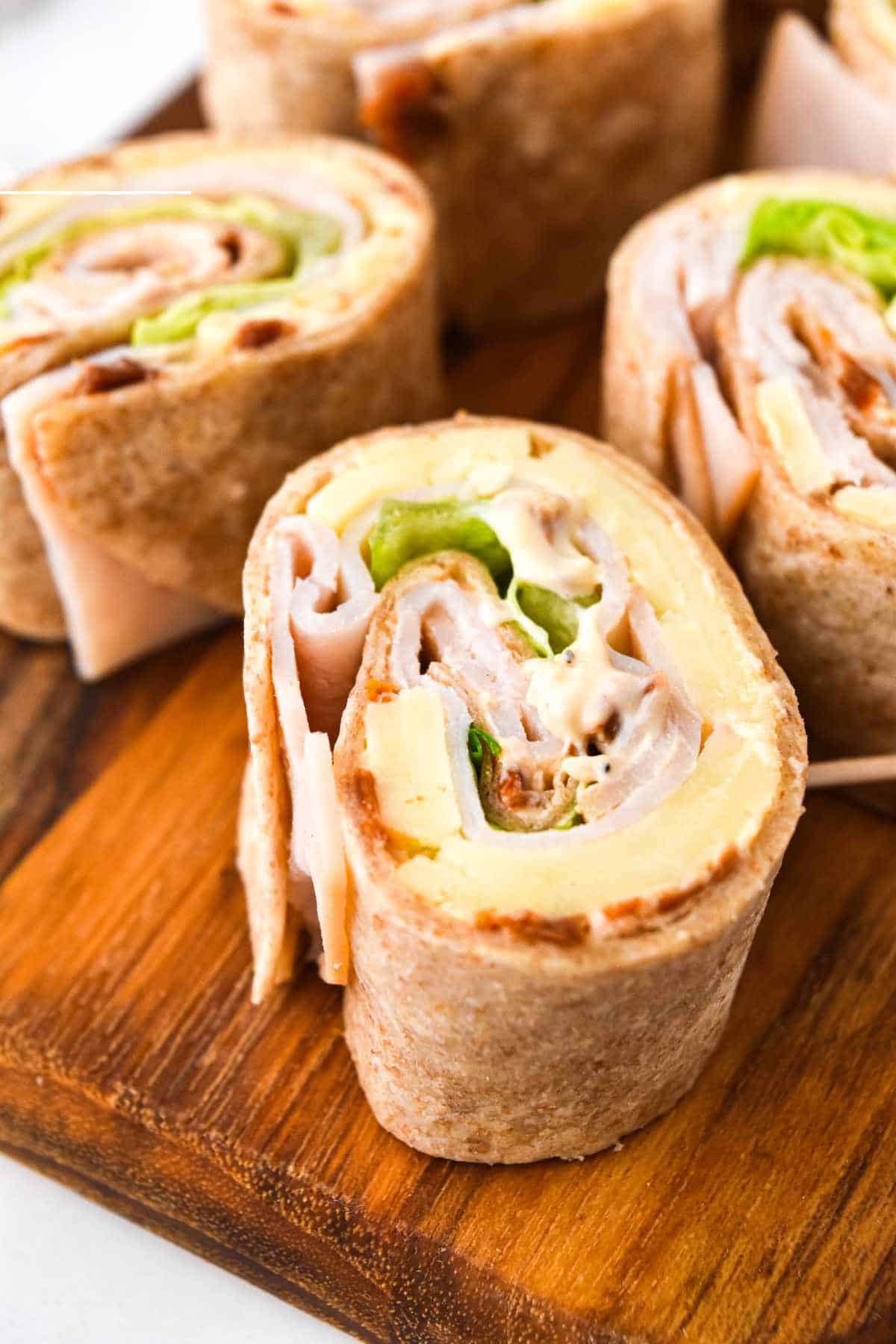 Classic Turkey and Cheese Pinwheel Sandwiches