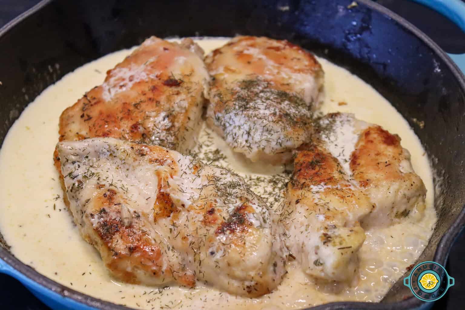 Pan-Seared Chicken with Lemon-Dill Yogurt Sauce