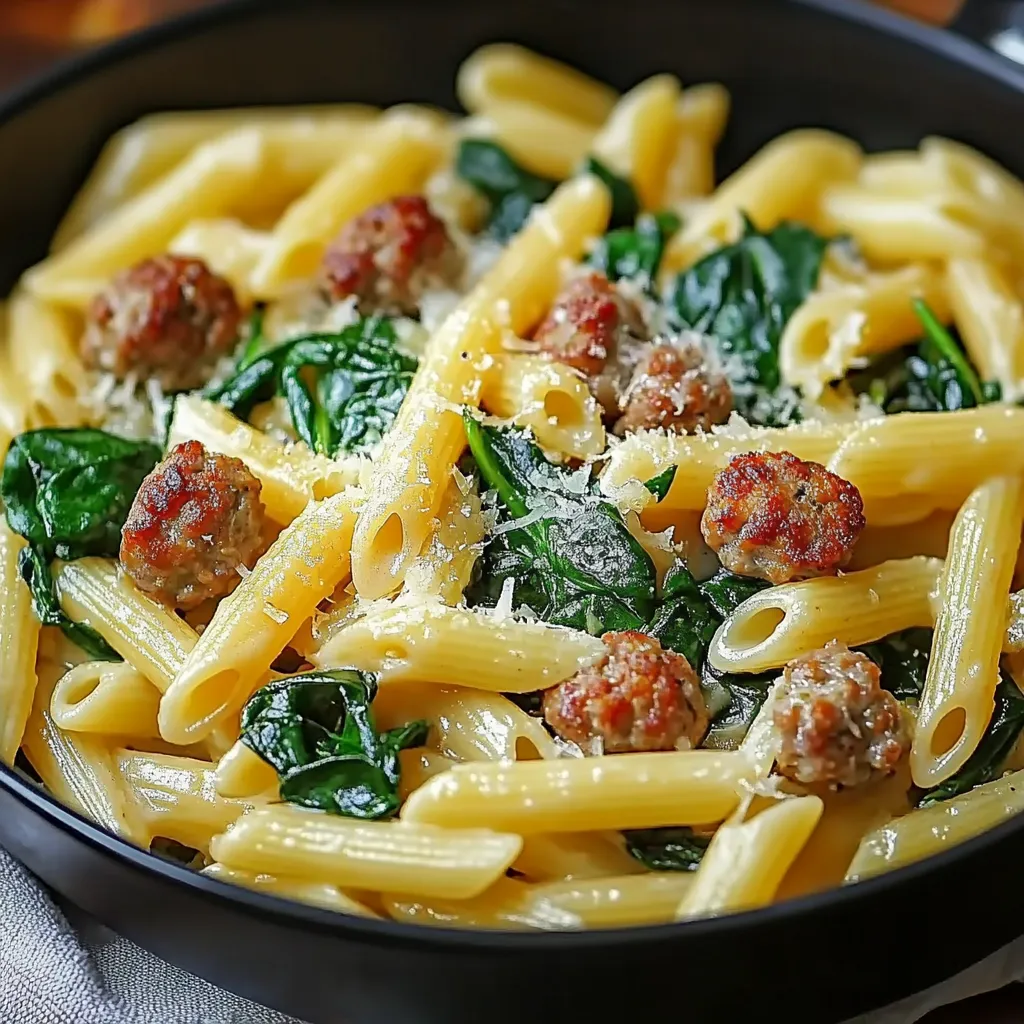 One-Pot Italian Sausage and Penne Pasta with Spinach