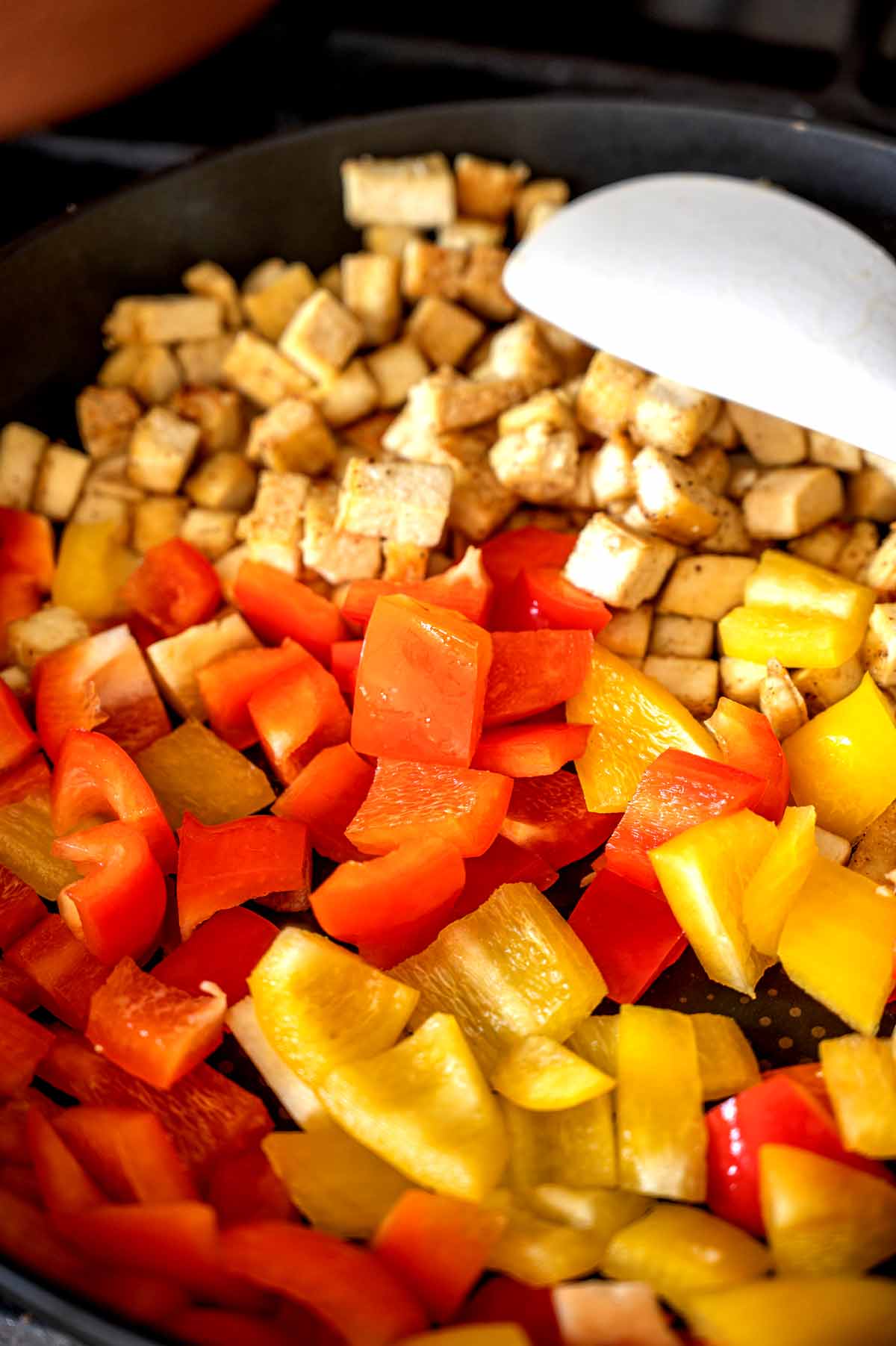 Stir-Fried Sesame Tofu with Colorful Bell Peppers