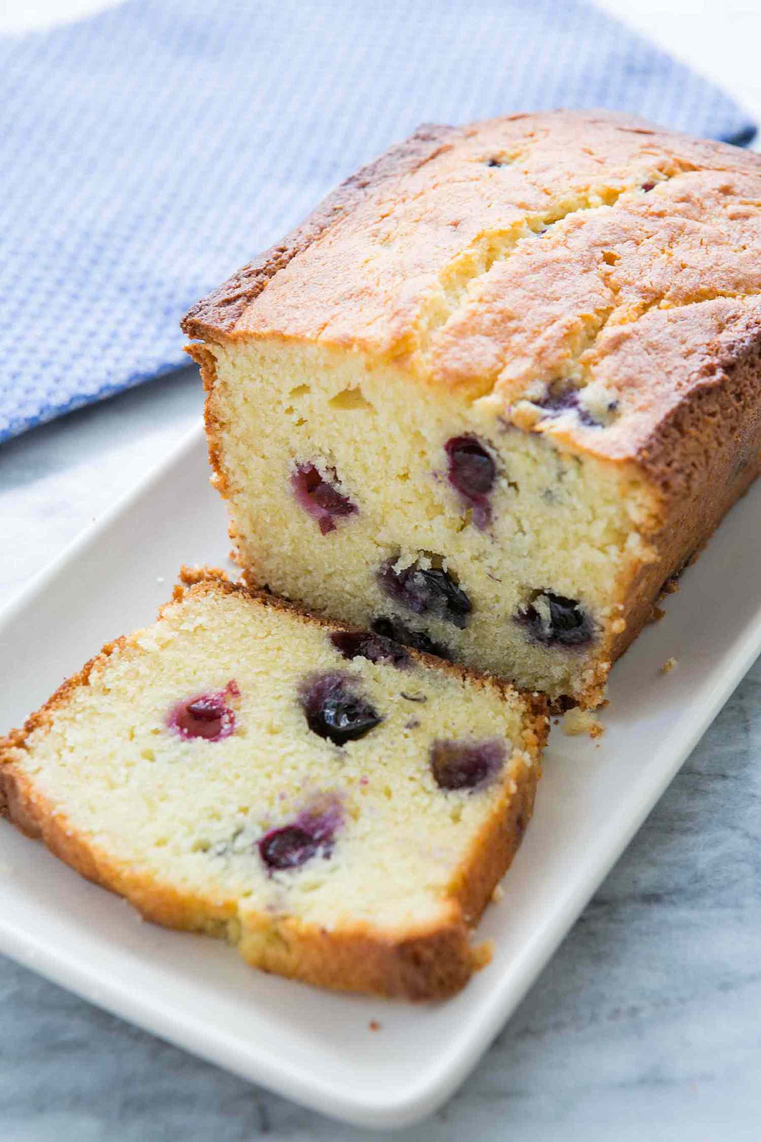 Baked Lemon-Ricotta Pound Cake with Blueberry Glaze
