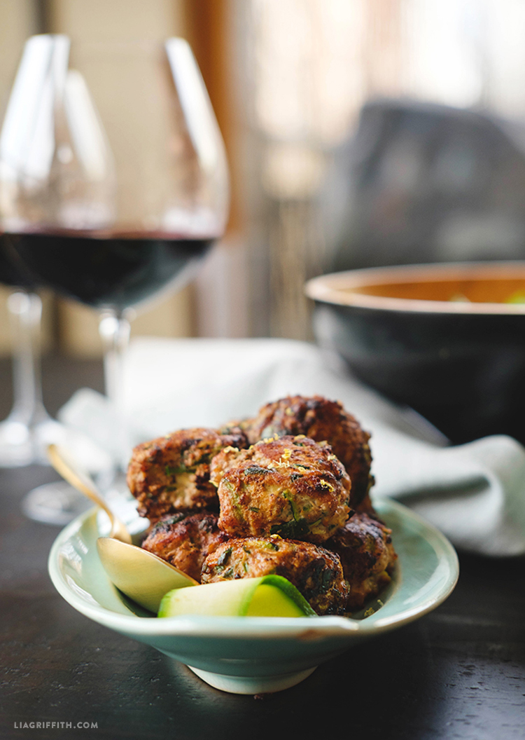 Sweet Chili Turkey Meatballs with Herb Yogurt Dip