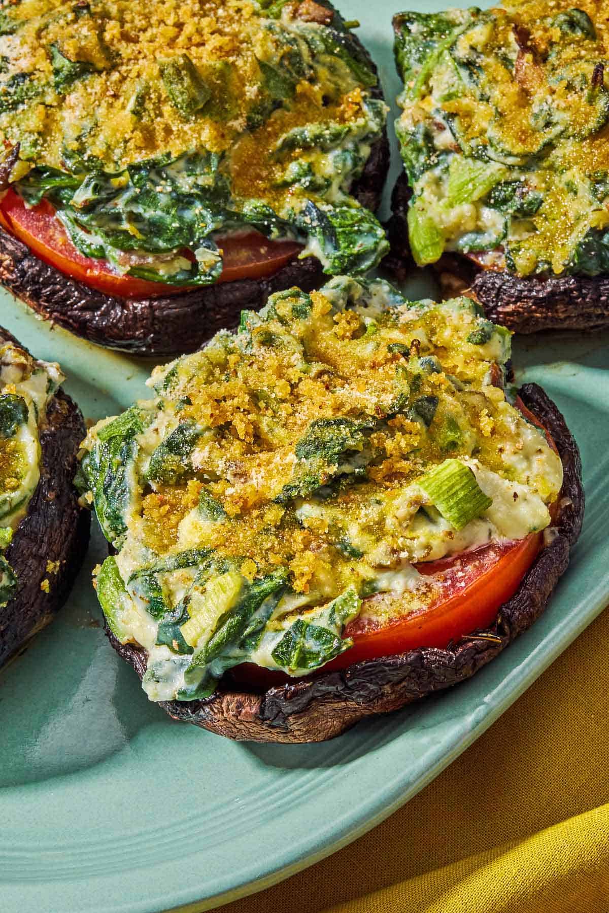 Cheddar and Spinach Stuffed Portobello Mushrooms