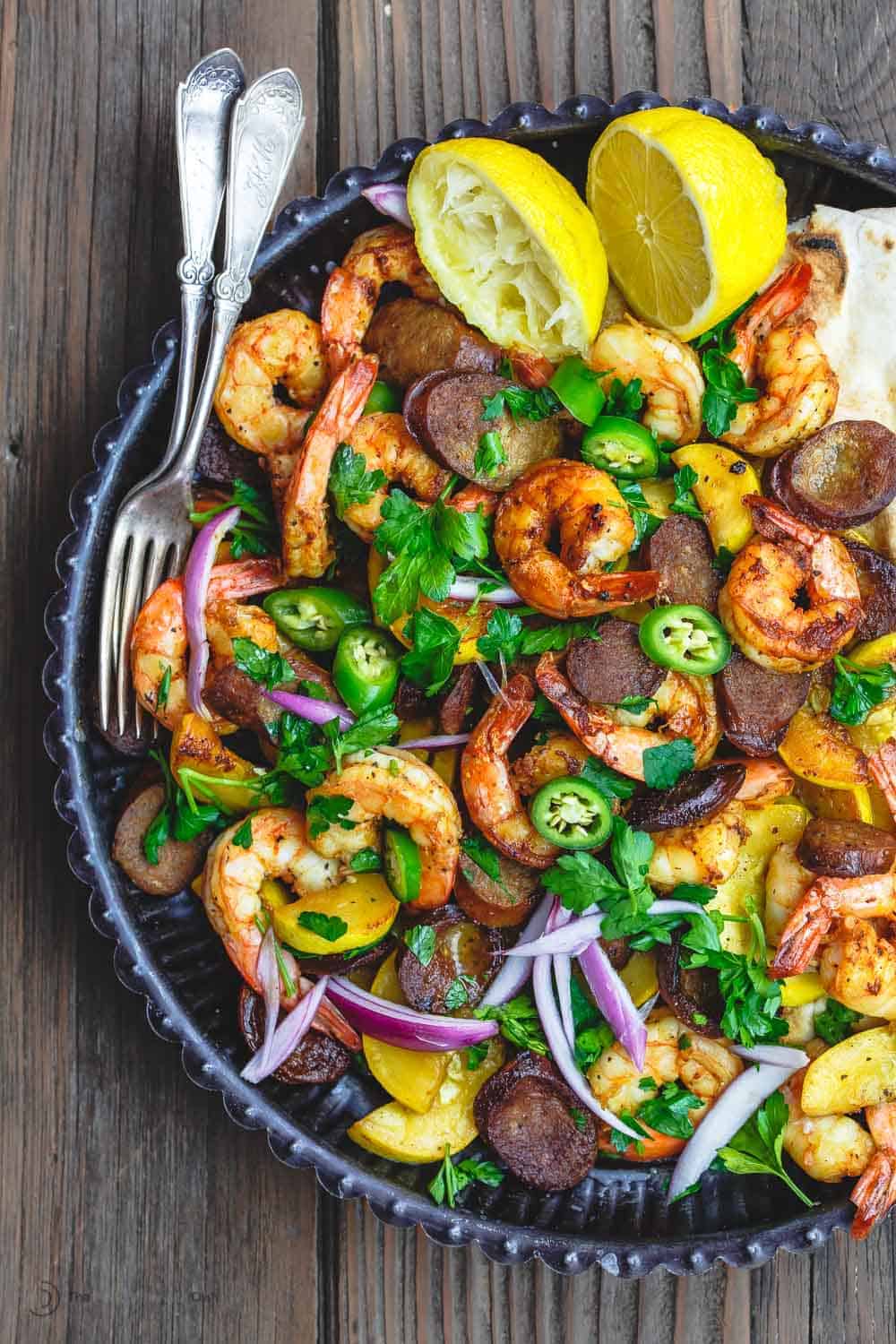 One-Pan Spicy Shrimp and Chorizo Skillet