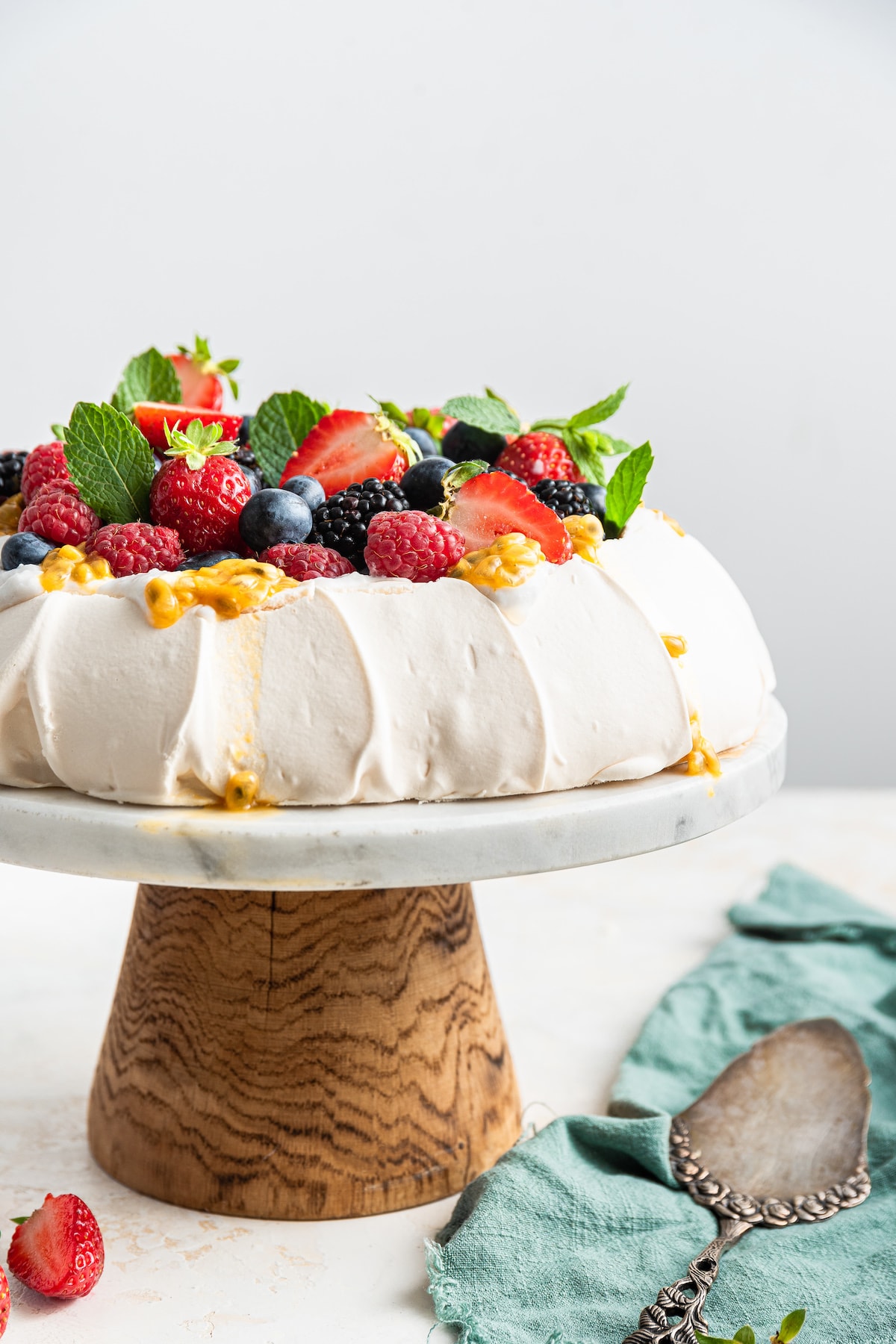 Toasted Macadamia and Wattleseed Pavlova with Passionfruit Cream