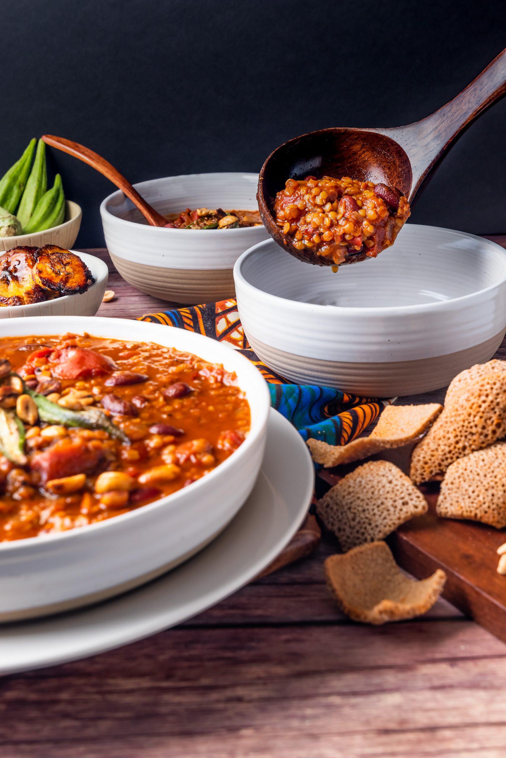 Simmered Berbere-Spiced Lentil Stew with Injera Croutons