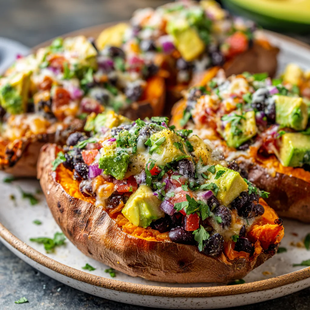 Taco-Stuffed Sweet Potatoes with Black Beans and Avocado