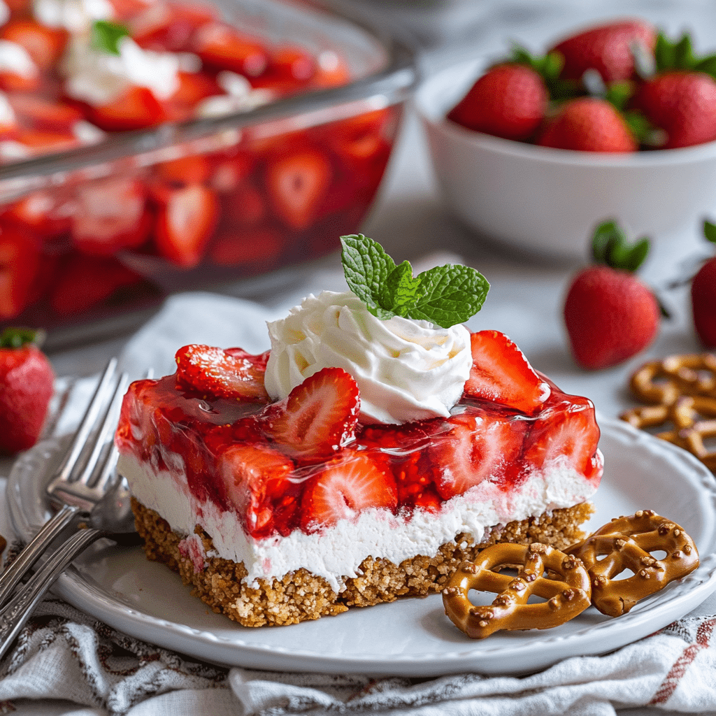 Oven-Roasted Strawberry Pretzel Salad Bars