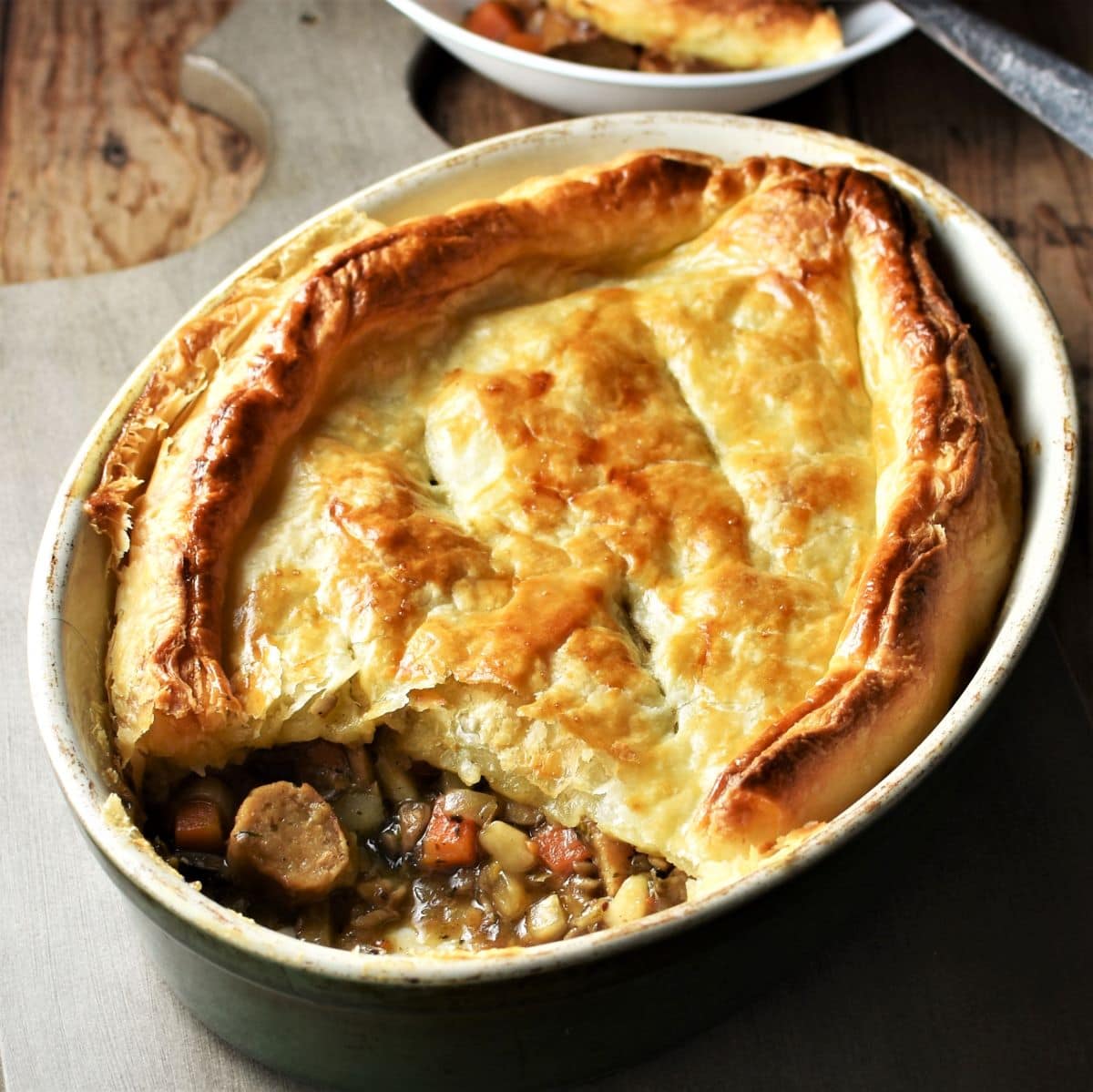 Classic Sausage and Veggie Meat Pie with Puff Pastry