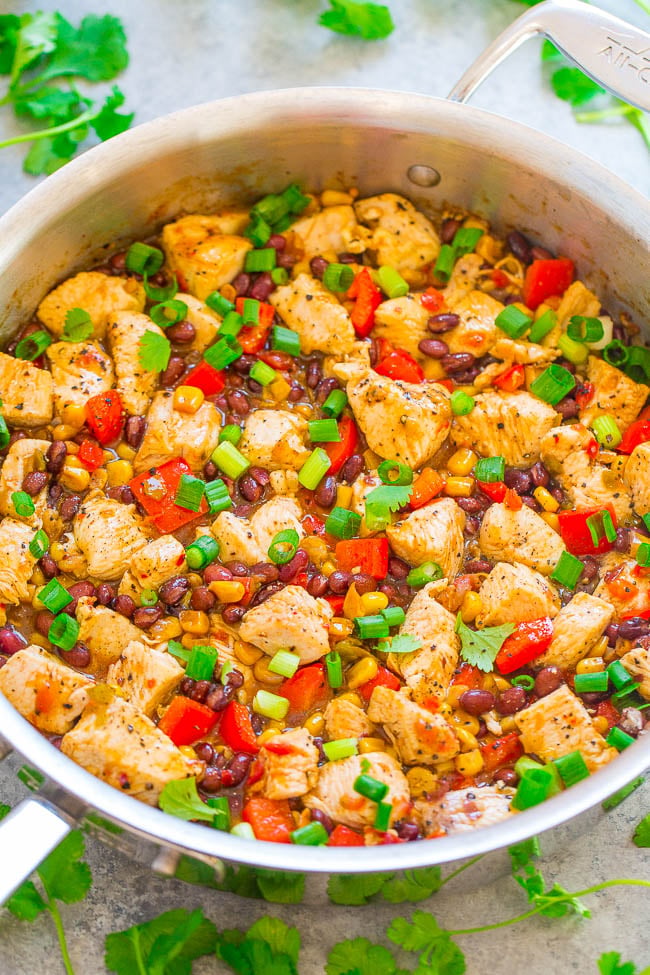 Spicy Salsa Chicken Skillet with Black Beans and Corn