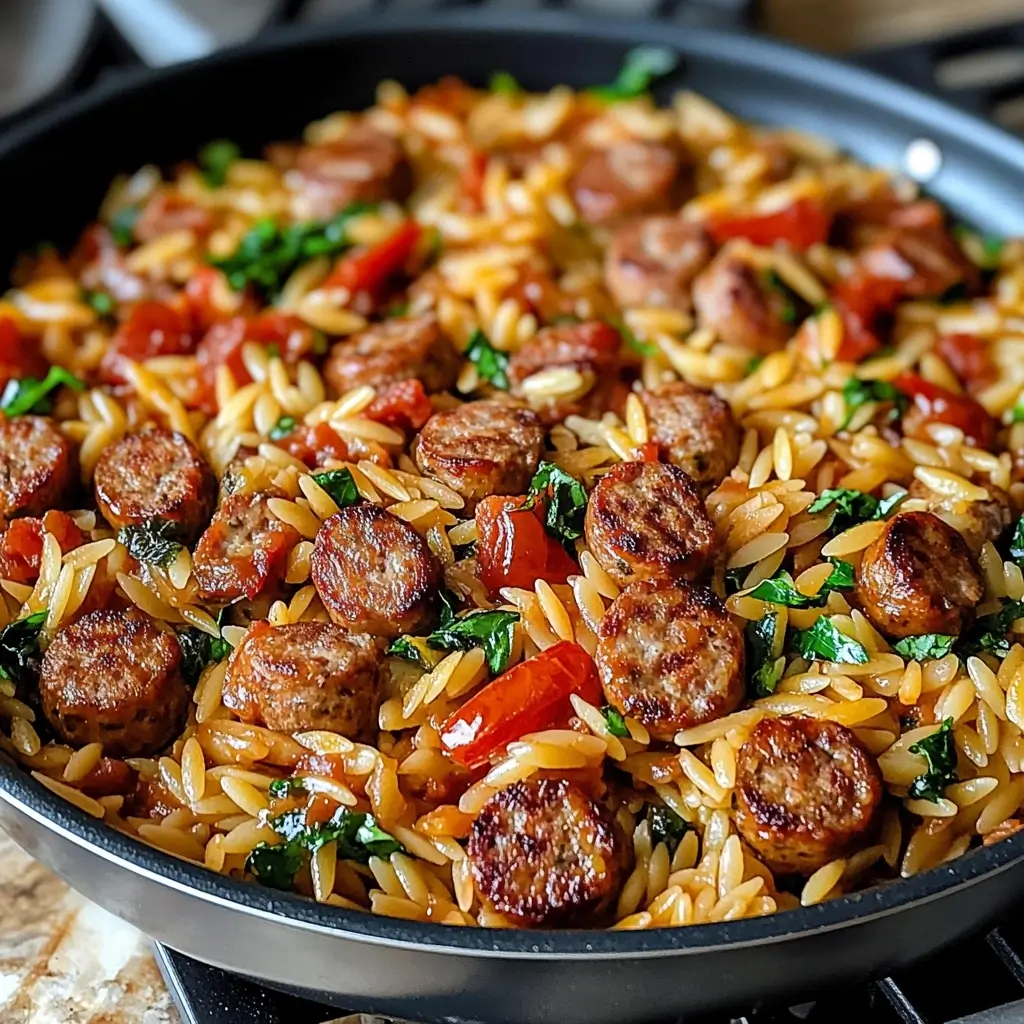 One-Pan Italian Sausage and Peppers with Orzo
