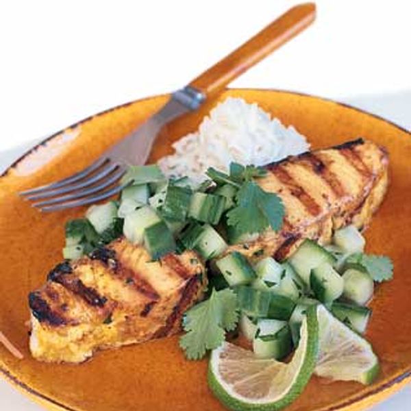 Spiced Pan-Seared Fish with Goan Cucumber and Coconut Salad