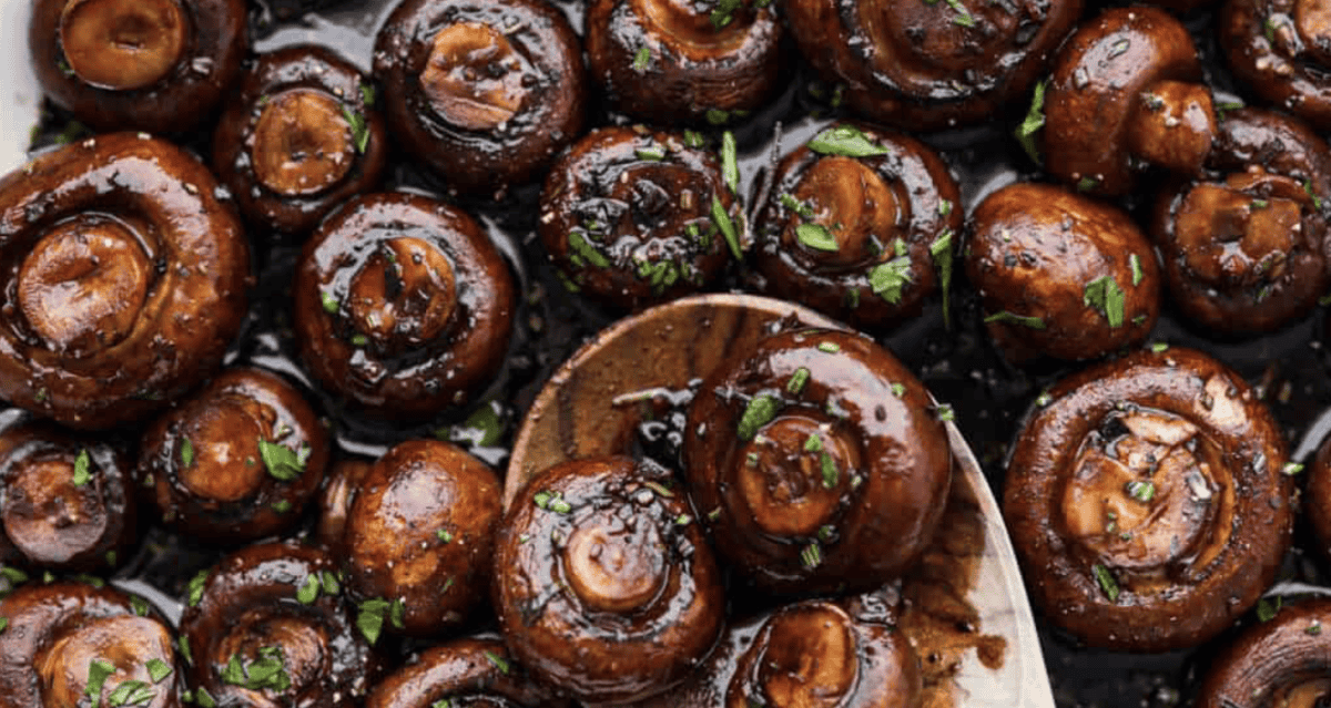 Garlic and Herb Sautéed Mushrooms with Blackberry Balsamic Glaze