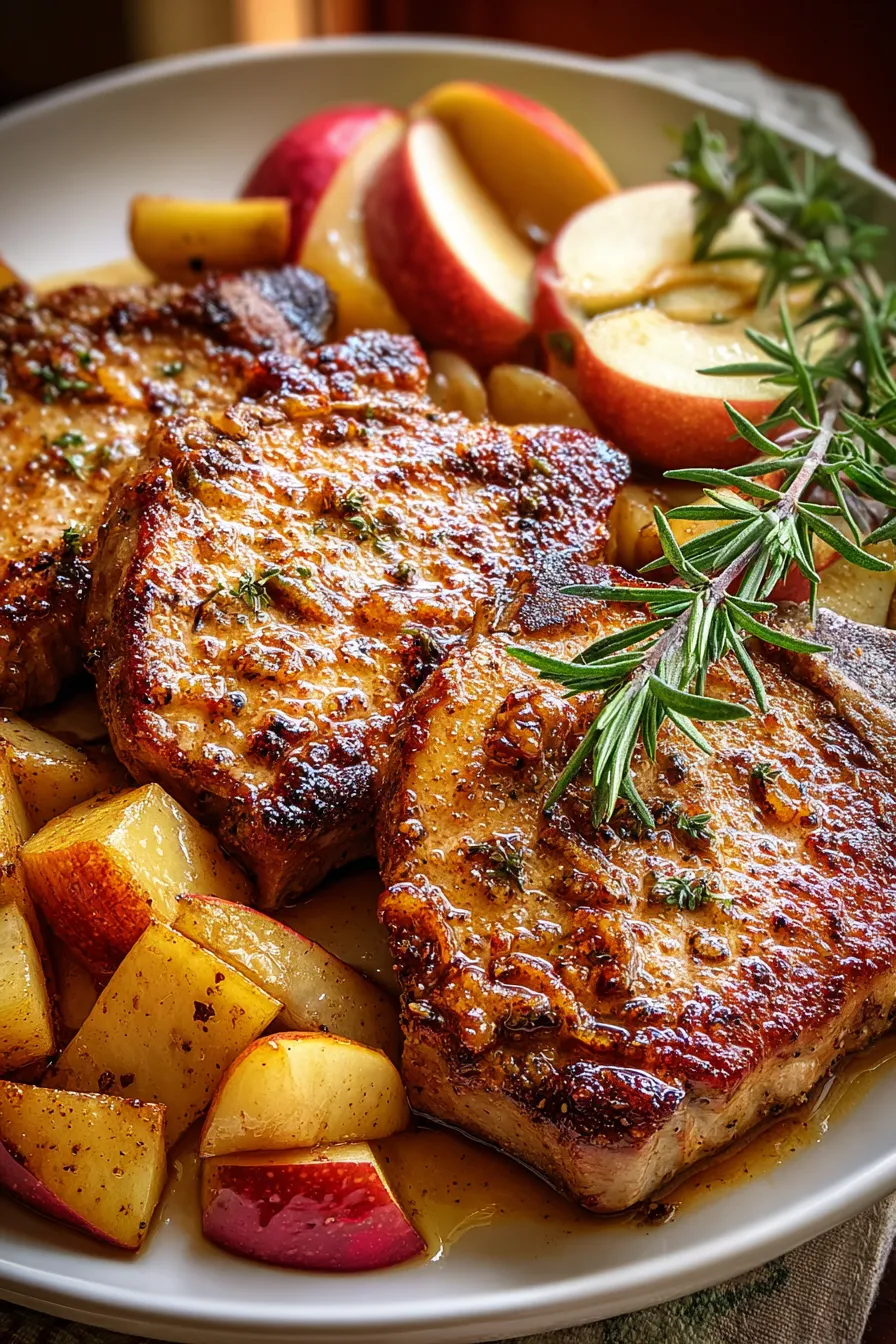 Pan-Seared Pork Chops with Cinnamon-Spiced Apple Compote