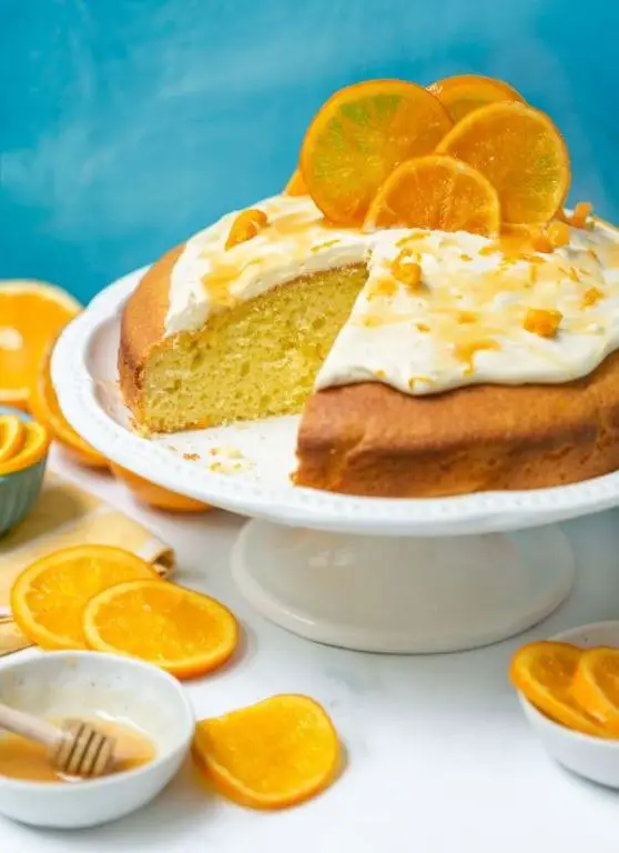 Baked Orange Olive Oil Cake with Honey Glaze