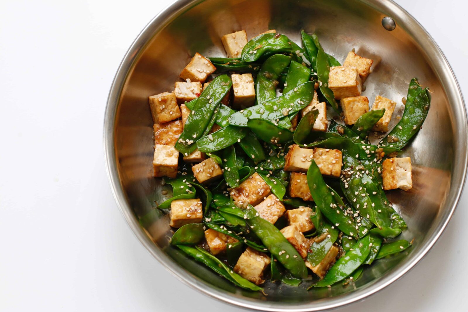 Ginger-Sesame Tofu Stir Fry with Snow Peas