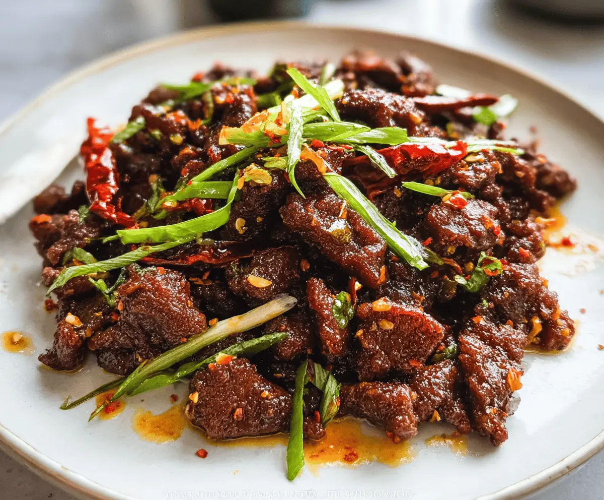 Sichuan Style Stir-Fried Beef with Garlic and Chili