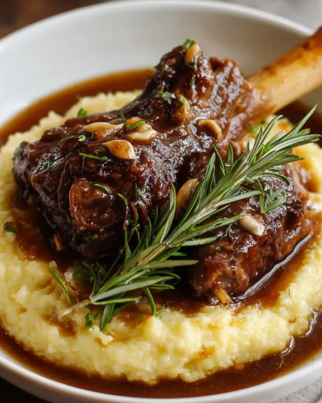 Slow-Braised Lamb Shanks with Garlic and Rosemary
