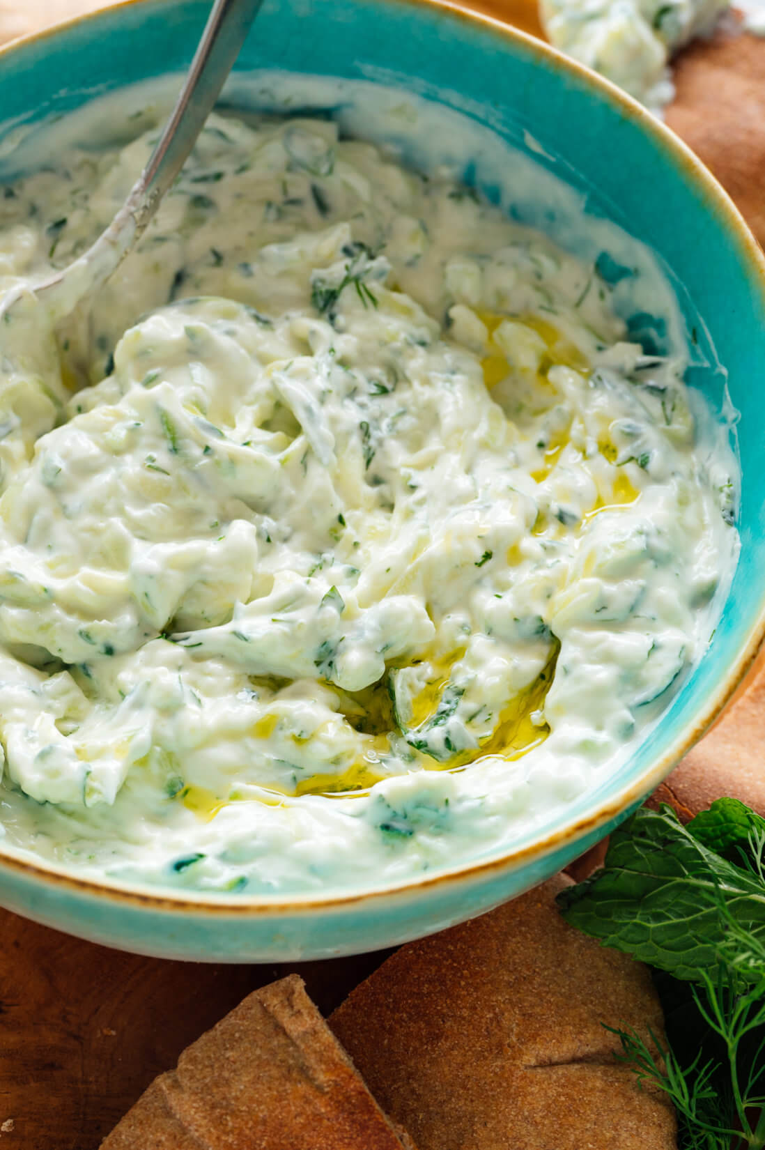 Cold Greek Tzatziki with Cucumber and Dill
