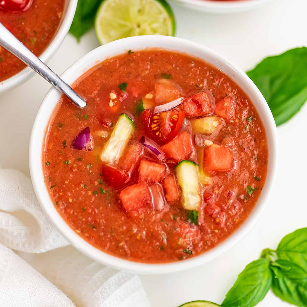 Tomato and Watermelon Gazpacho with Cilantro and Lime