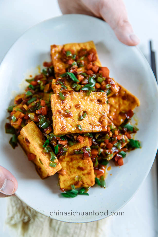 Sichuan-Style Spicy Tofu Stir-Fry with Garlic and Chili